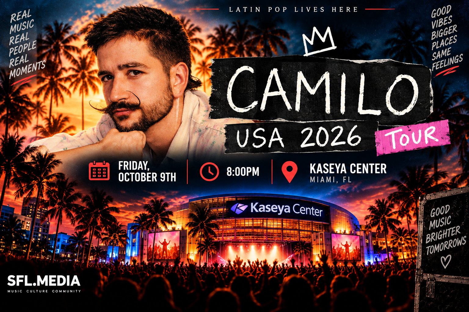 Camilo USA 2026 Miami Tour Poster Camilo USA 2026 Miami Tour Poster