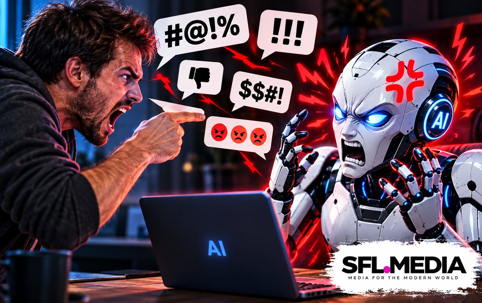 Human Versus Angry AI Robot