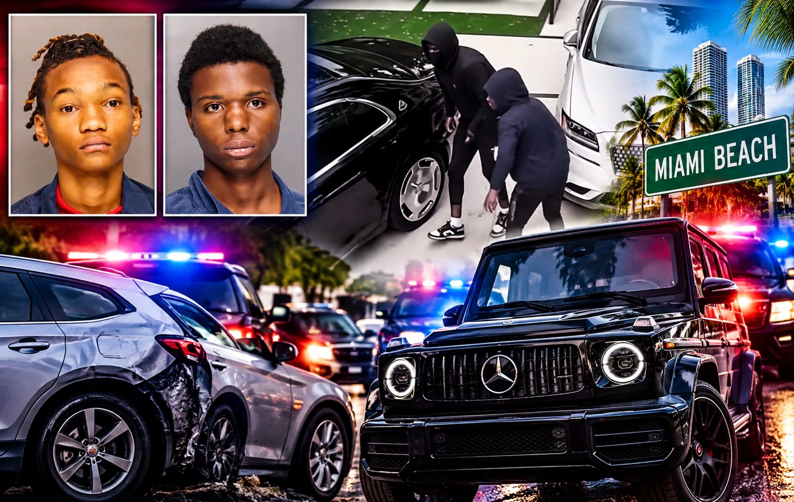Miami Car Chase News Collage