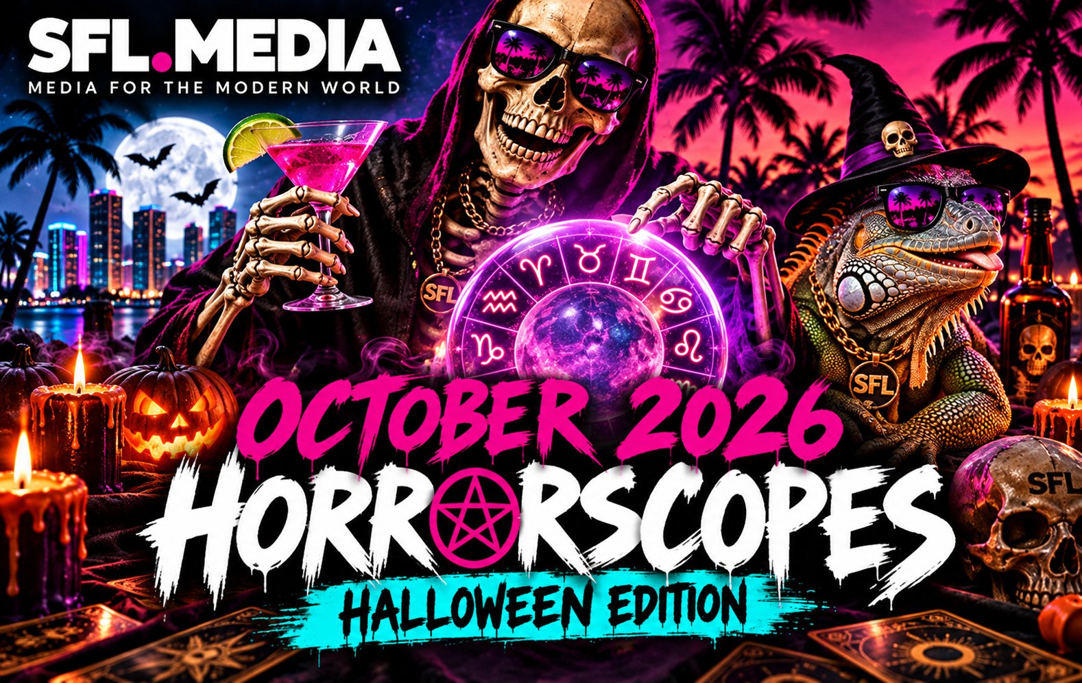 Neon Miami Horrorscopes Halloween Edition
