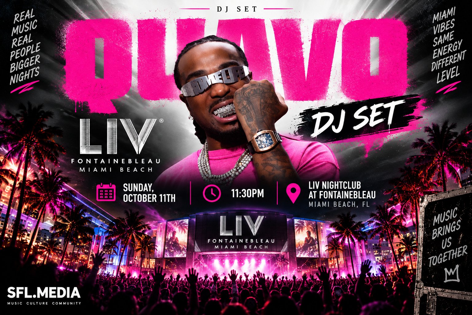 Quavo’s Neon Miami Nightlife Poster Quavo’s Neon Miami Nightlife Poster