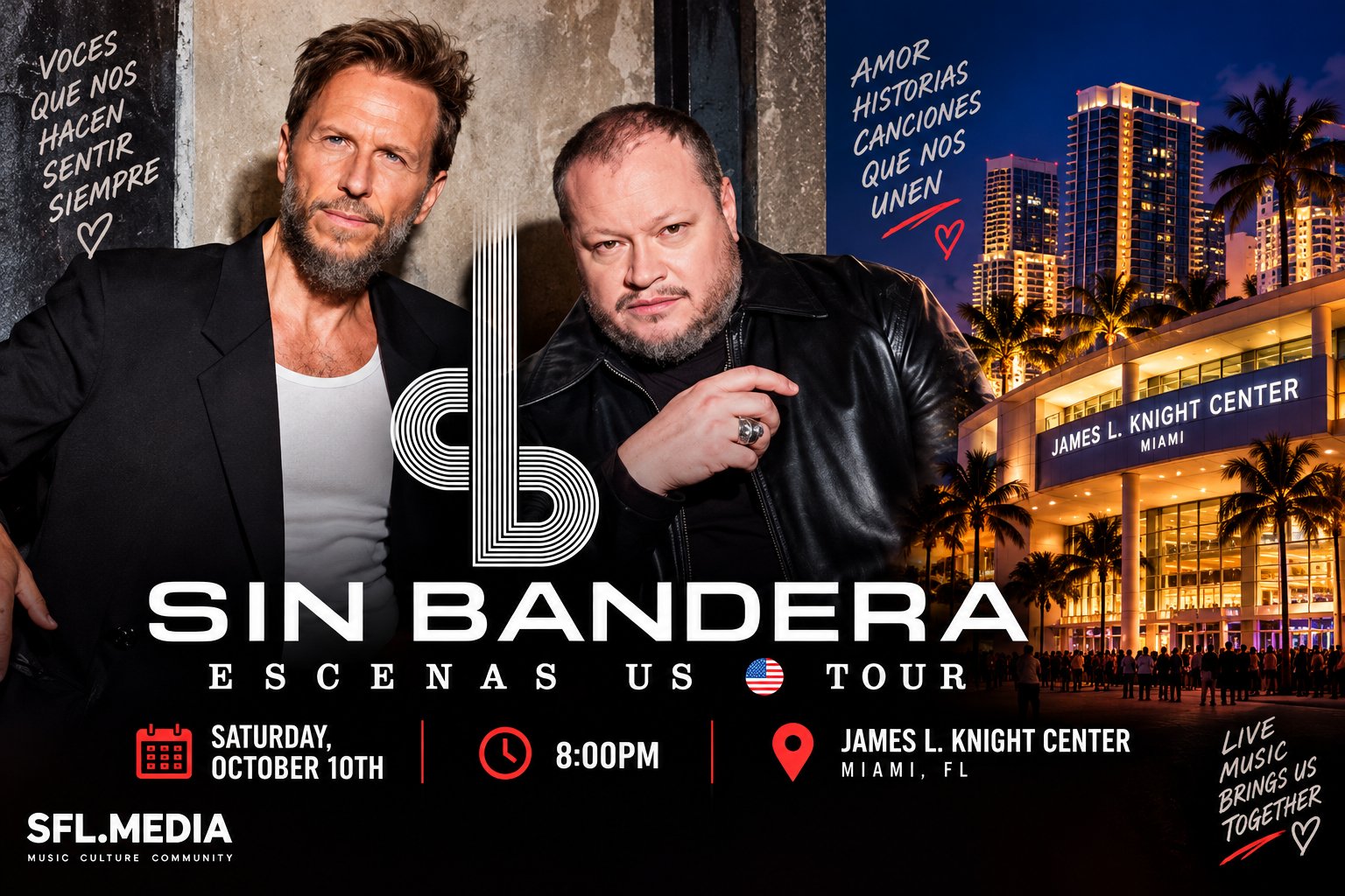 Sin Bandera Miami Night Tour Poster Sin Bandera Miami Night Tour Poster