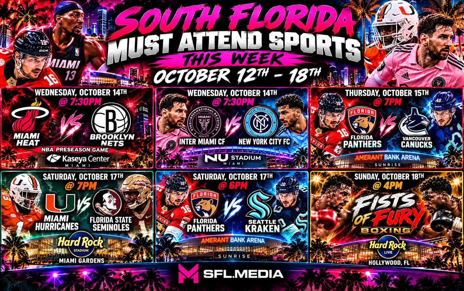 South Florida Sports Weekly Lineup